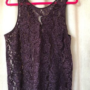 Wilfred lace tanks in purple and black